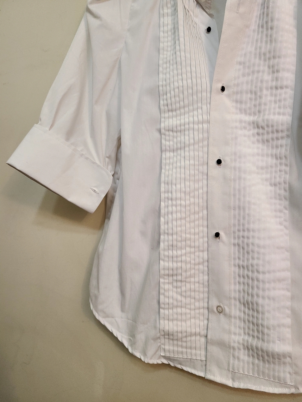 KMJ Kate McHale Jensen Ruffled Tuxedo Shirt In White Size Large - Picture 3 of 5